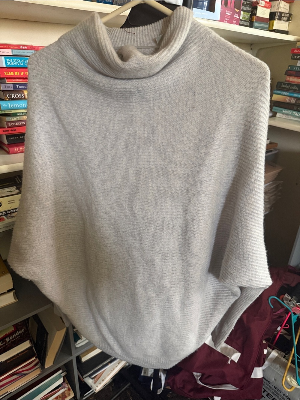 AllSaints Cream Cowl Neck Poncho Sweater